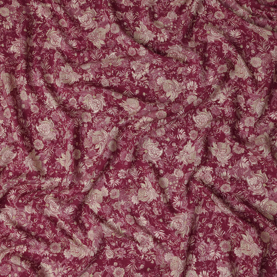 Magenta Pink Floral Viscose Fabric by the Meter