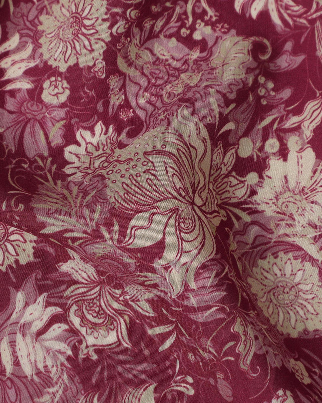 Magenta Pink Floral Viscose Fabric by the Meter