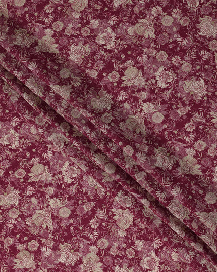 Magenta Pink Floral Viscose Fabric by the Meter