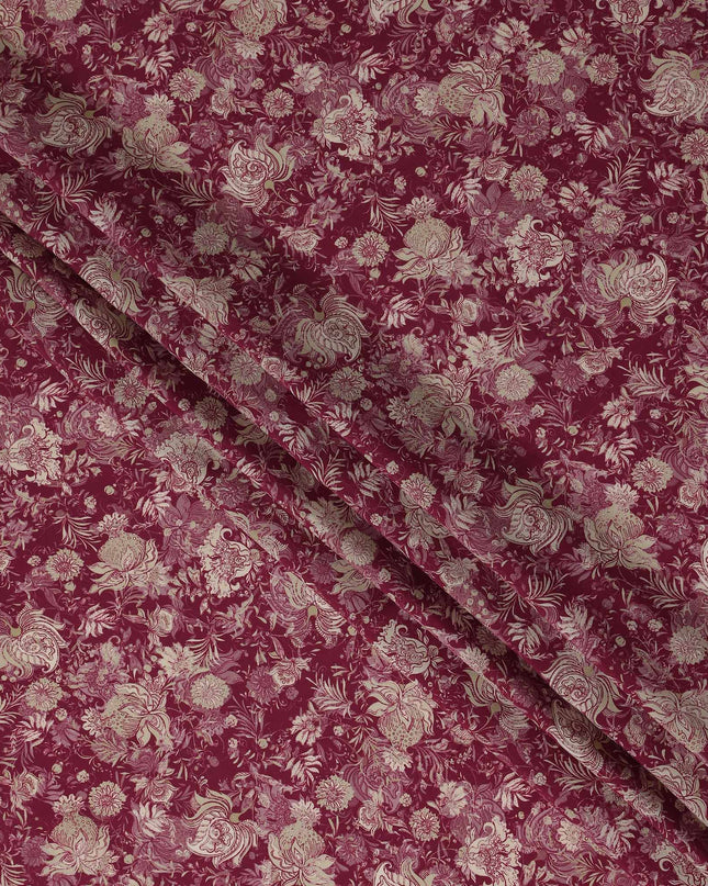 Magenta Pink Floral Viscose Fabric by the Meter