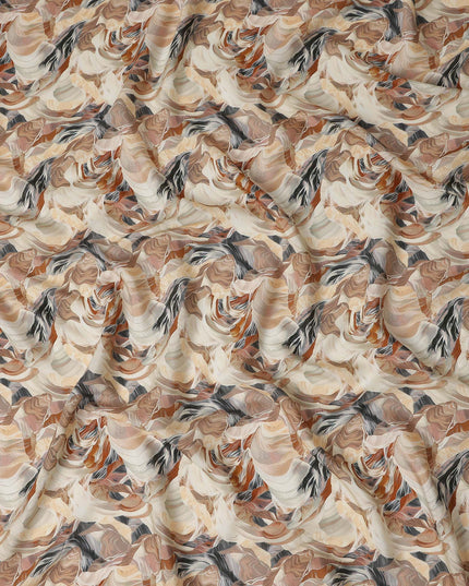Oyster Beige Abstract Viscose Fabric by the Meter