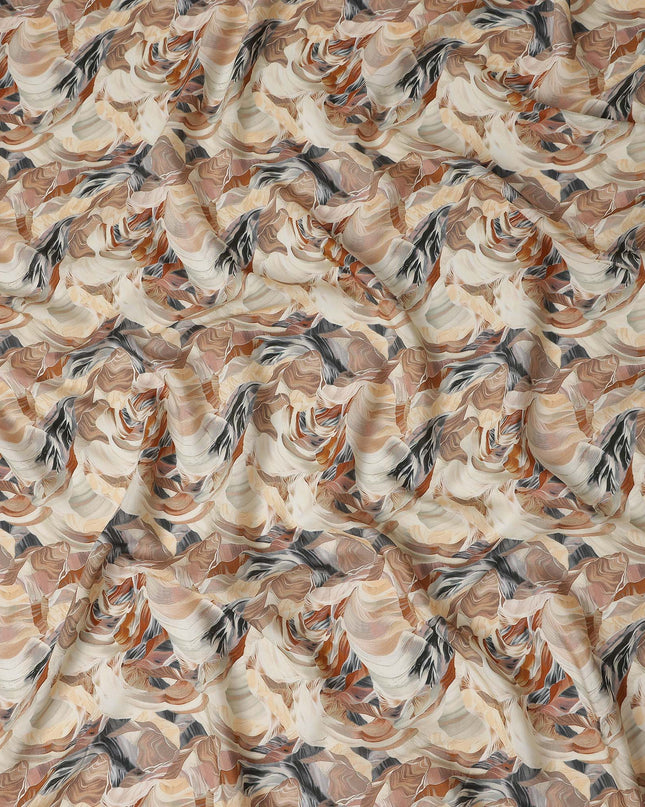 Oyster Beige Abstract Viscose Fabric by the Meter
