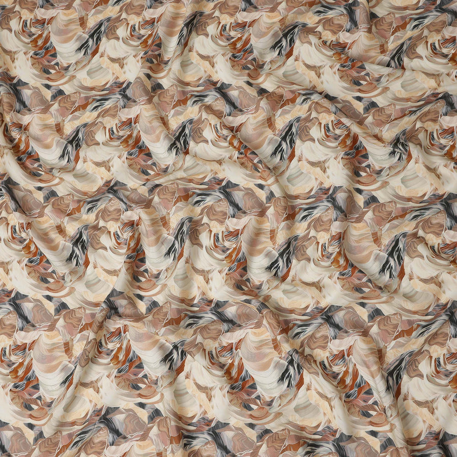 Oyster Beige Abstract Viscose Fabric by the Meter