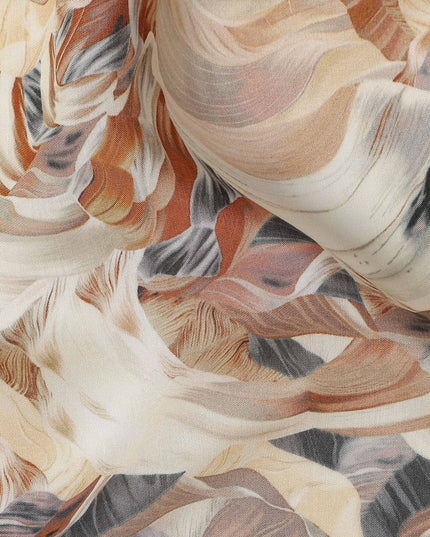 Oyster Beige Abstract Viscose Fabric by the Meter
