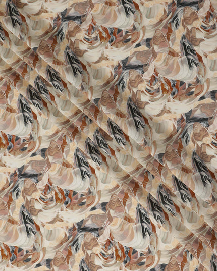 Oyster Beige Abstract Viscose Fabric by the Meter
