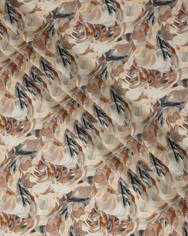 Oyster Beige Abstract Viscose Fabric by the Meter