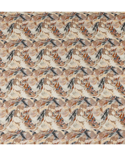 Oyster Beige Abstract Viscose Fabric by the Meter
