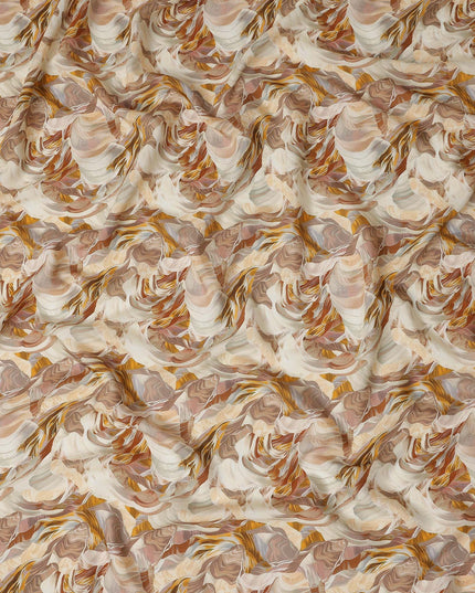 Sandstone Beige Abstract Viscose Fabric by the Meter