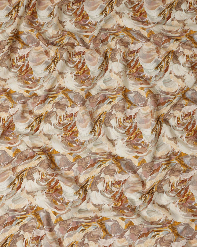 Sandstone Beige Abstract Viscose Fabric by the Meter