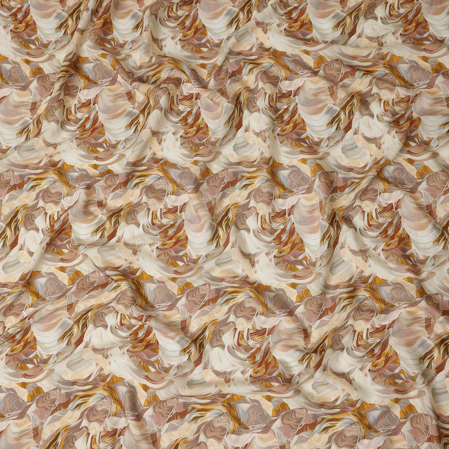 Sandstone Beige Abstract Viscose Fabric by the Meter