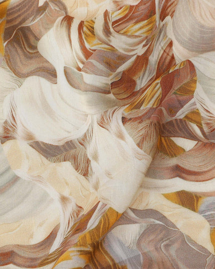 Sandstone Beige Abstract Viscose Fabric by the Meter