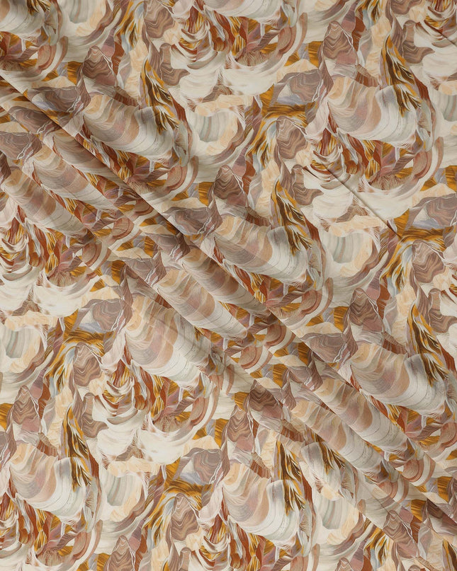 Sandstone Beige Abstract Viscose Fabric by the Meter