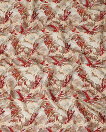 Warm Beige Abstract Viscose Fabric by the Meter