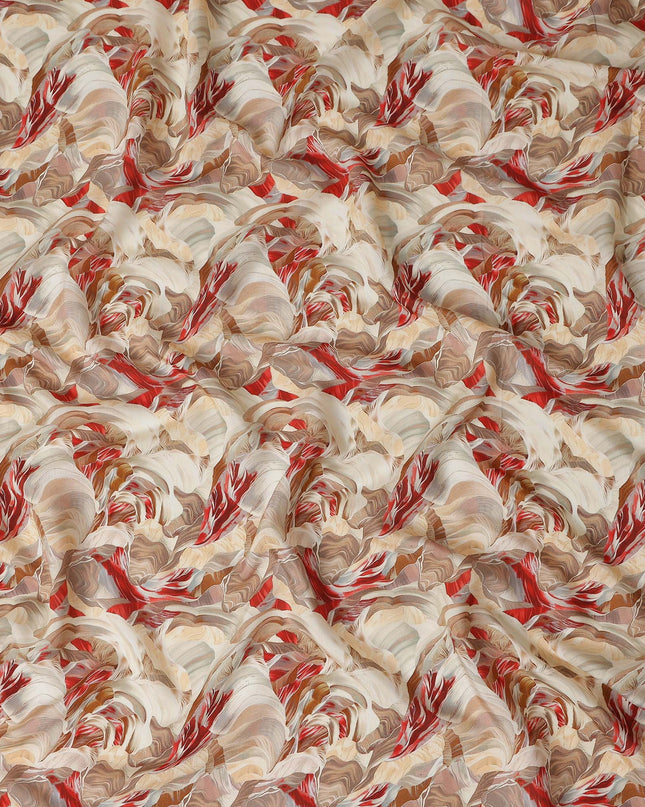 Warm Beige Abstract Viscose Fabric by the Meter
