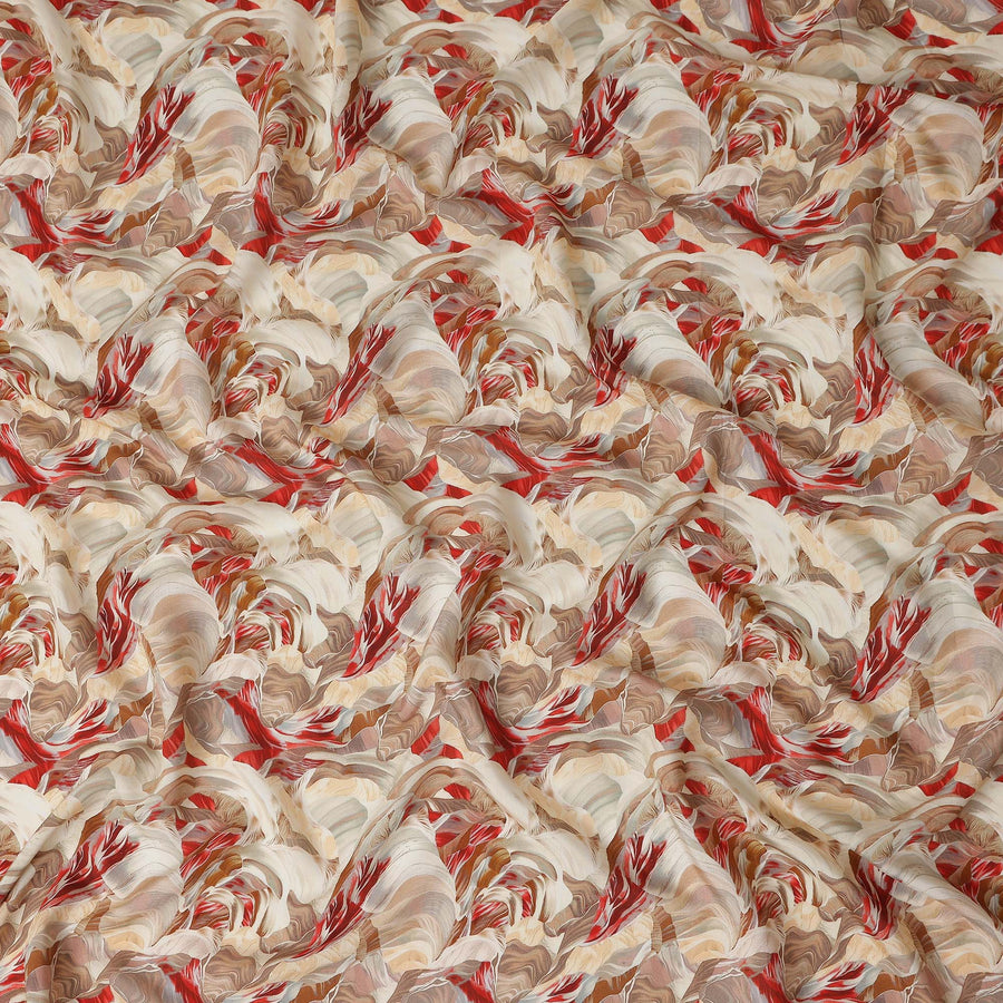 Warm Beige Abstract Viscose Fabric by the Meter