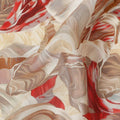 Warm Beige Abstract Viscose Fabric by the Meter