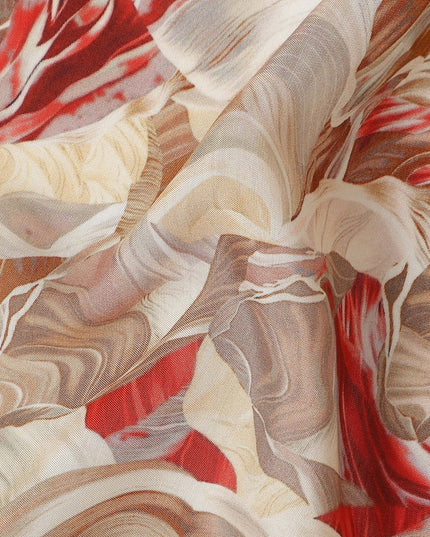 Warm Beige Abstract Viscose Fabric by the Meter