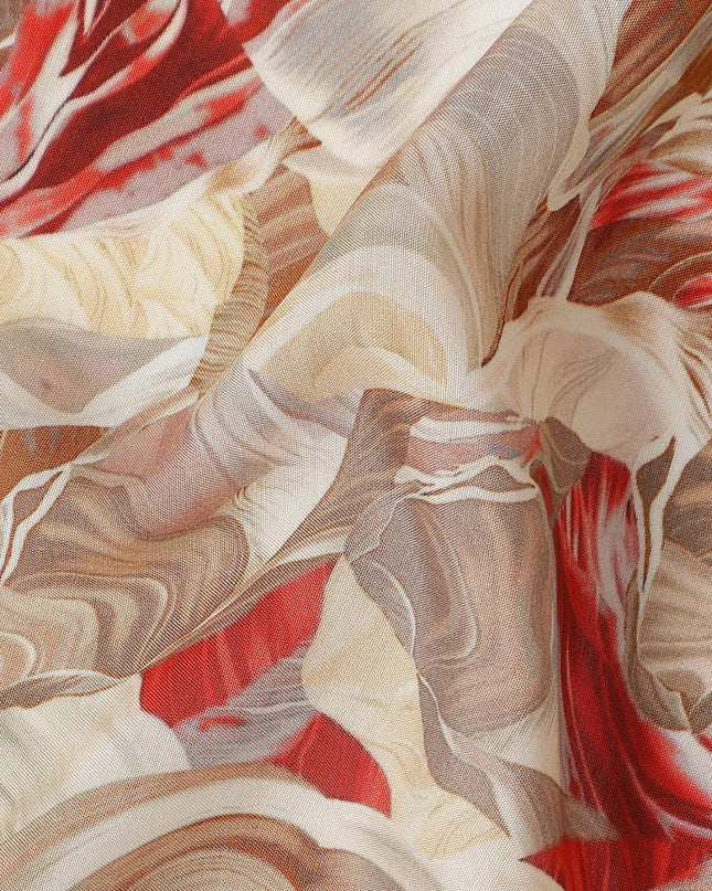 Warm Beige Abstract Viscose Fabric by the Meter