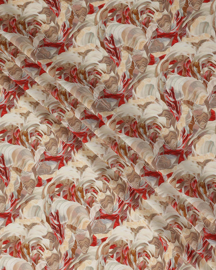 Warm Beige Abstract Viscose Fabric by the Meter