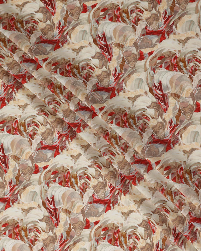 Warm Beige Abstract Viscose Fabric by the Meter