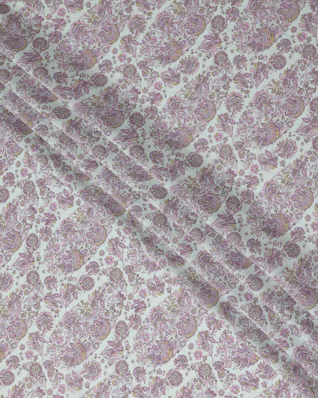 Ivory White Paisley Viscose Fabric by the Meter
