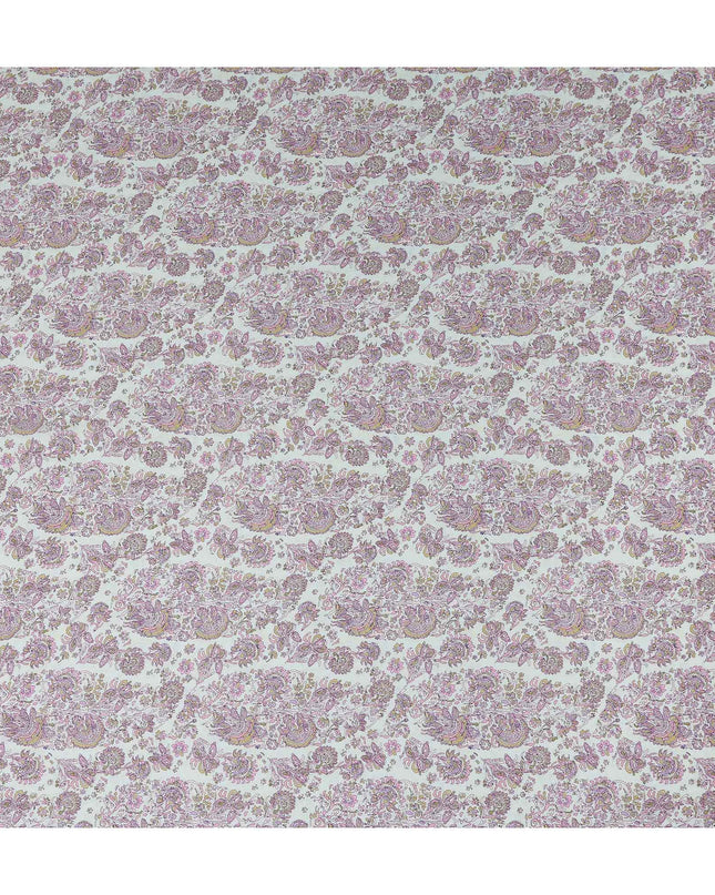 Ivory White Paisley Viscose Fabric by the Meter