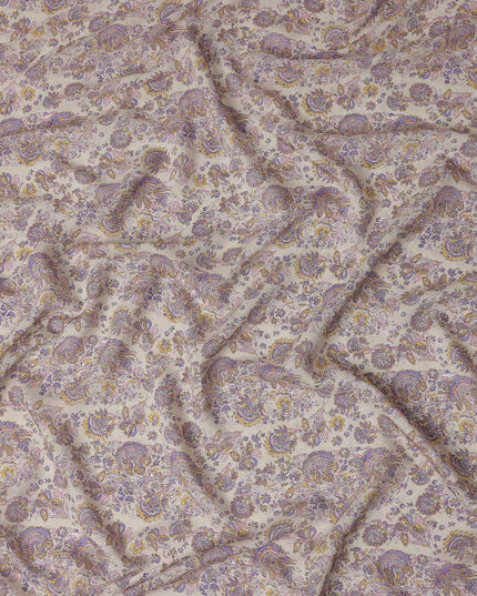 Soft Beige Paisley Viscose Fabric by the Meter