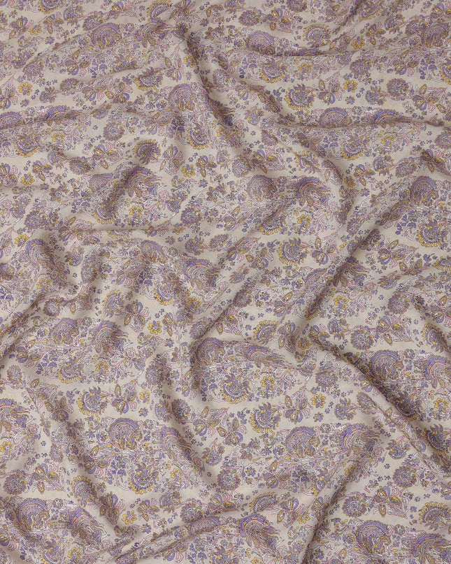 Soft Beige Paisley Viscose Fabric by the Meter