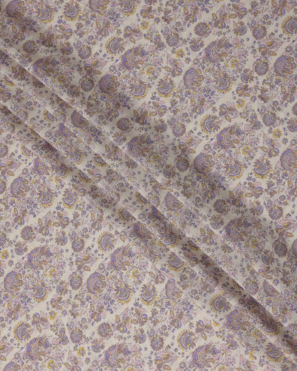 Soft Beige Paisley Viscose Fabric by the Meter