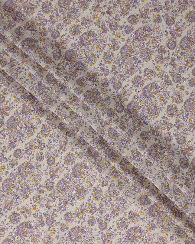 Soft Beige Paisley Viscose Fabric by the Meter