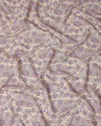 Champagne Beige Paisley Viscose Fabric by the Meter