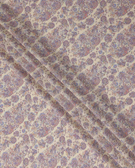 Champagne Beige Paisley Viscose Fabric by the Meter