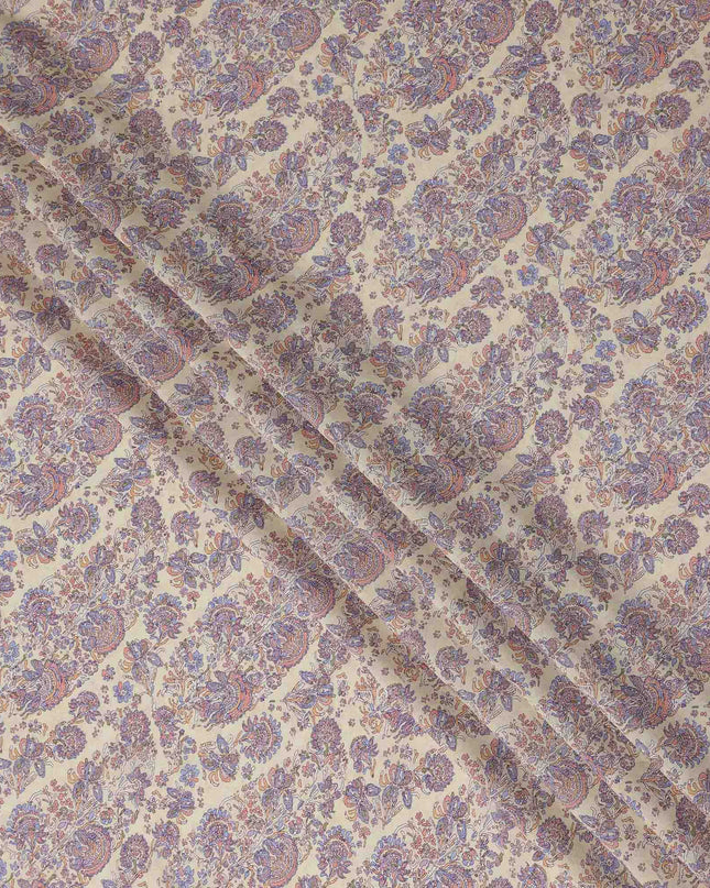 Champagne Beige Paisley Viscose Fabric by the Meter