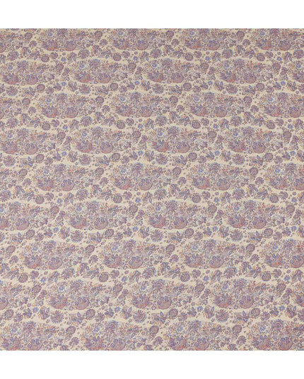 Champagne Beige Paisley Viscose Fabric by the Meter
