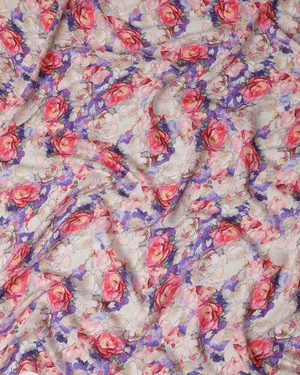 Blush Pink Floral Viscose Fabric | By Meter
