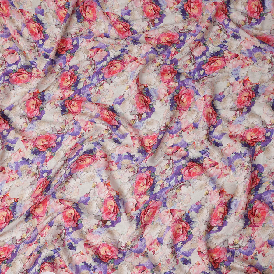 Blush Pink Floral Viscose Fabric | By Meter