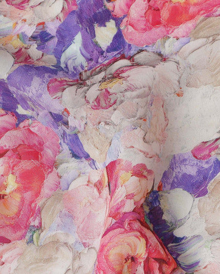 Blush Pink Floral Viscose Fabric | By Meter