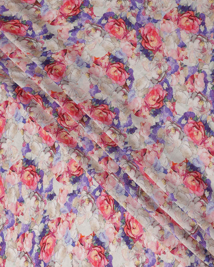 Blush Pink Floral Viscose Fabric | By Meter