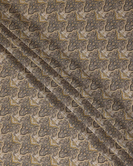 Grey Paisley Print Viscose Fabric by Meter