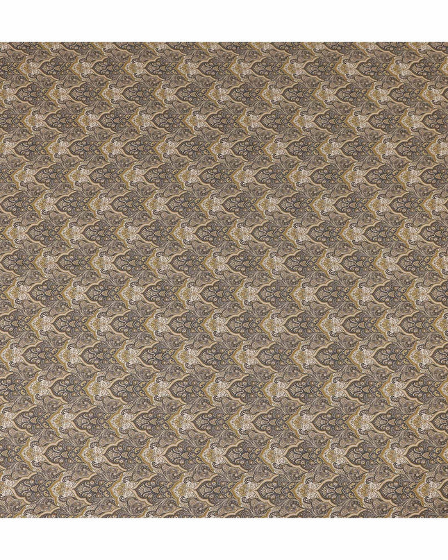 Grey Paisley Print Viscose Fabric by Meter