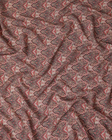 Chestnut Brown Paisley Viscose Fabric by the Meter