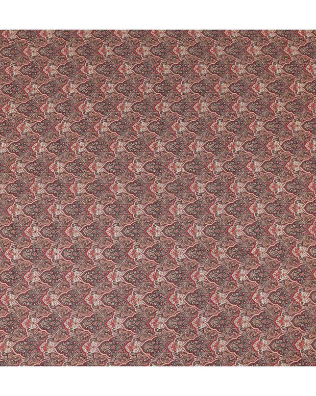 Chestnut Brown Paisley Viscose Fabric by the Meter