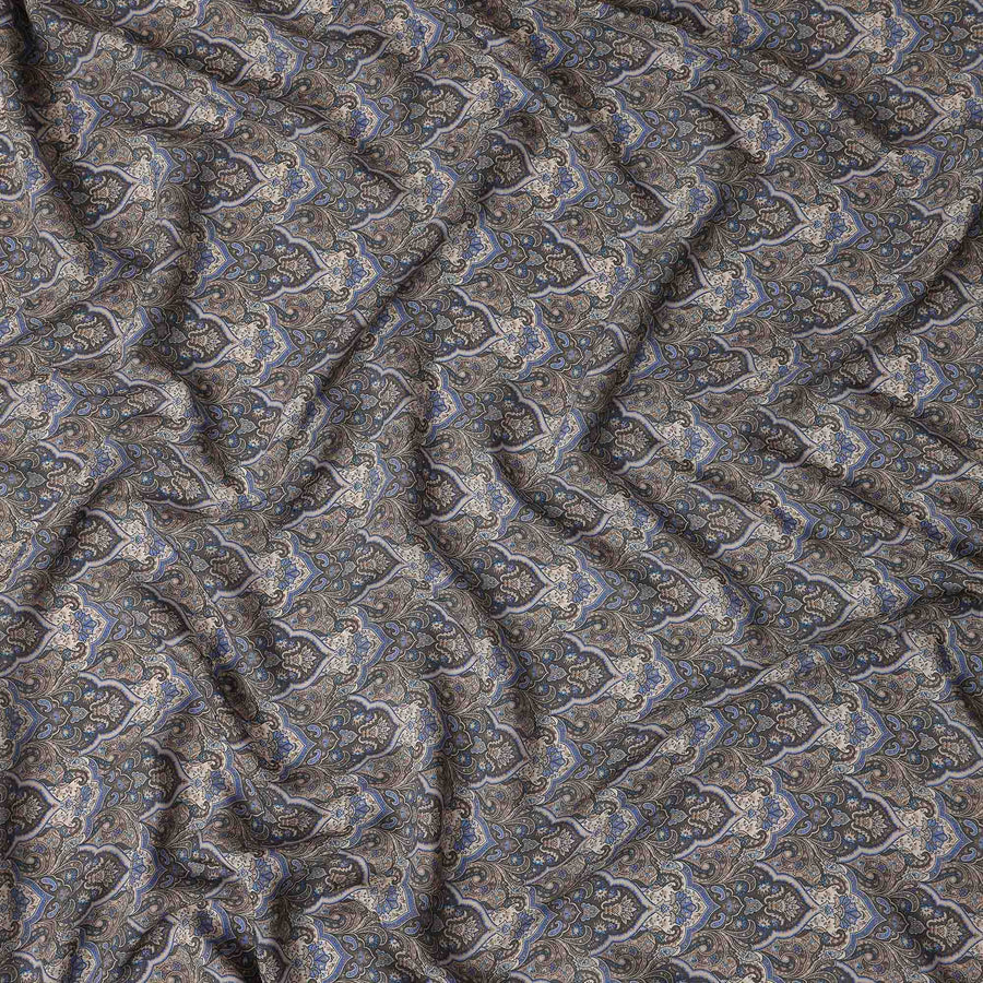 Charcoal Grey Paisley Viscose Fabric by the Meter