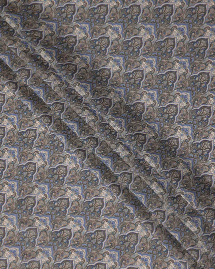 Charcoal Grey Paisley Viscose Fabric by the Meter