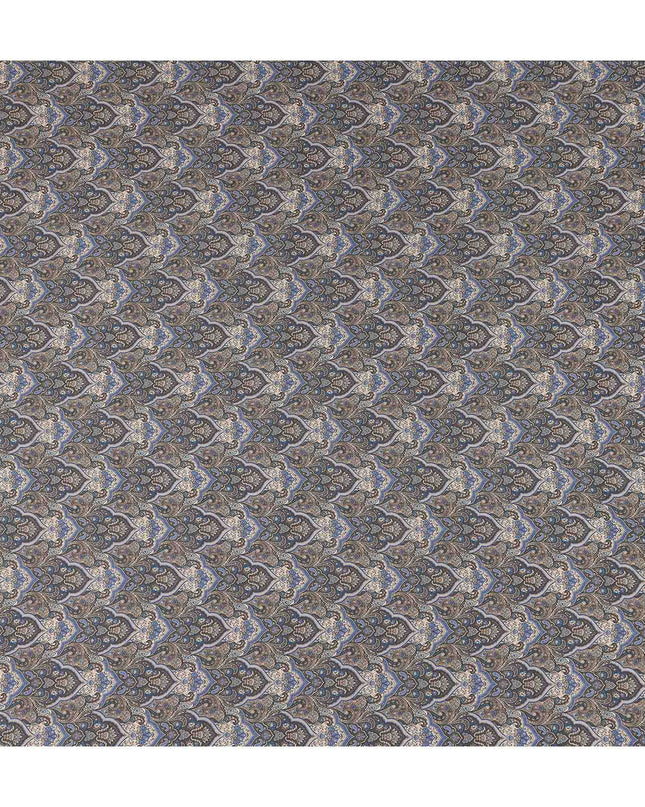 Charcoal Grey Paisley Viscose Fabric by the Meter