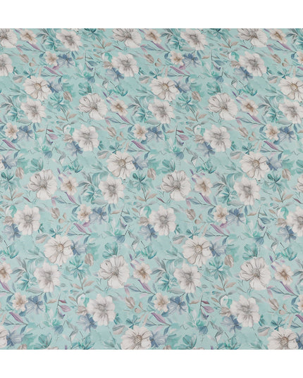 Mint Green Floral Viscose Georgette Fabric