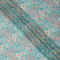 Teal Blue Floral Viscose Georgette Fabric