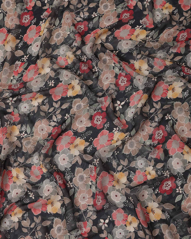 Charcoal Grey Viscose Georgette Fabric | Regal Fabrics