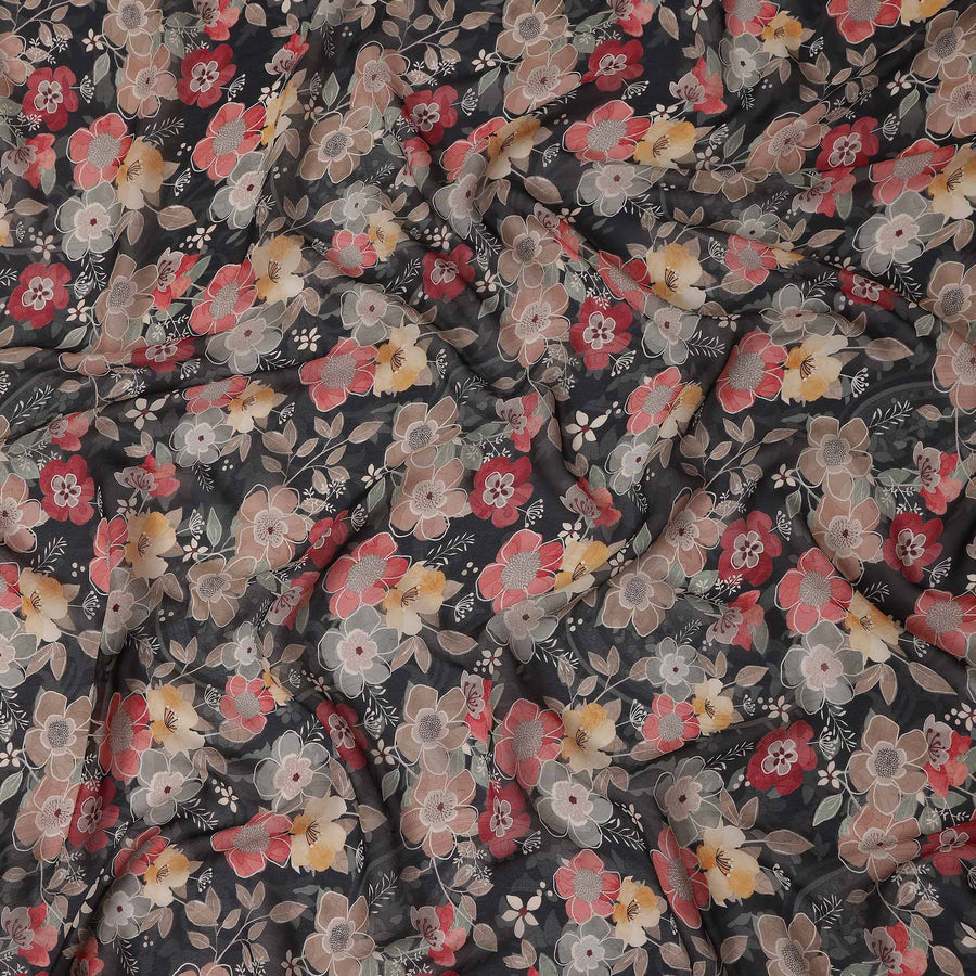 Charcoal Grey Viscose Georgette Fabric | Regal Fabrics