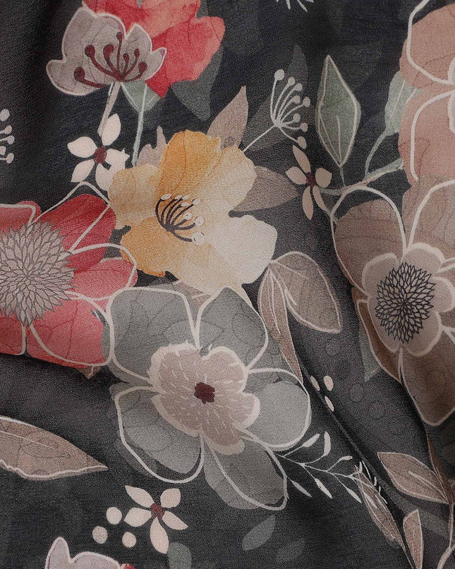 Charcoal Grey Viscose Georgette Fabric | Regal Fabrics